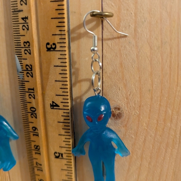 Blue Alien Earrings - Picture 4 of 4